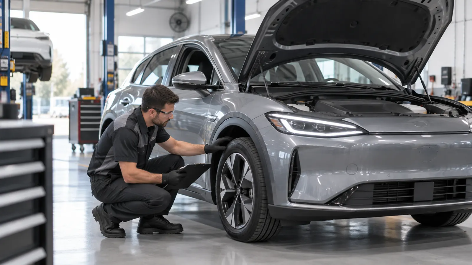 Electric vehicle roadworthy inspection at Carcare Services