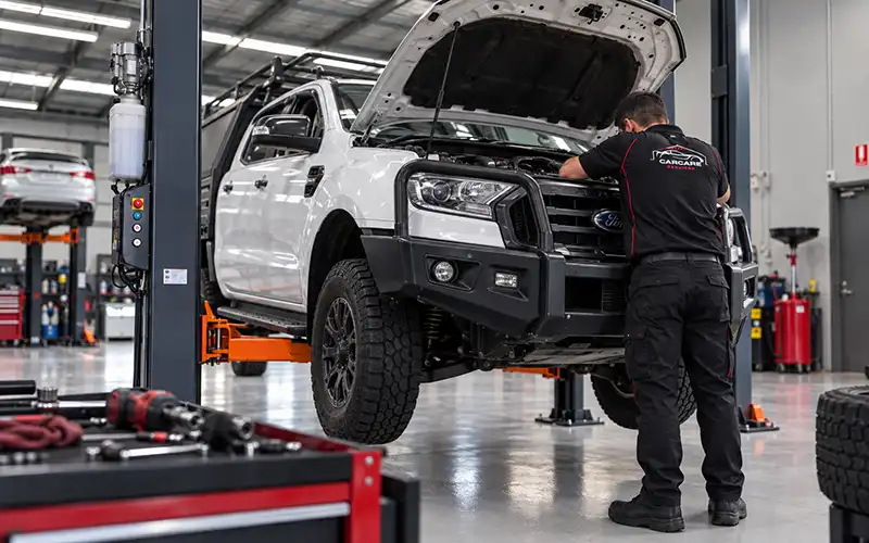 Mechanic carrying out mechanical repairs at Carcare Services